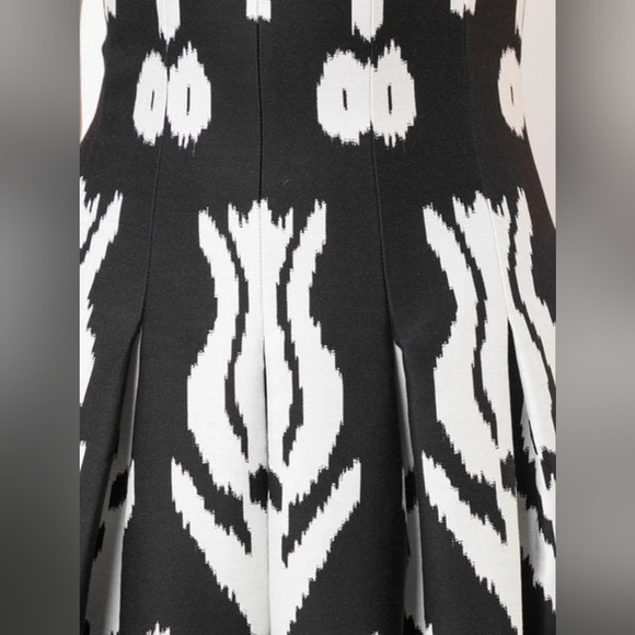*$2,254 NEW OSCAR DE LA RENTA ROSE BLACK WHITE MIDI DAY DRESS US 14 - Picture 6 of 8
